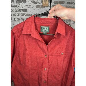 Woolrich | women 100% cotton red button down ruby heather